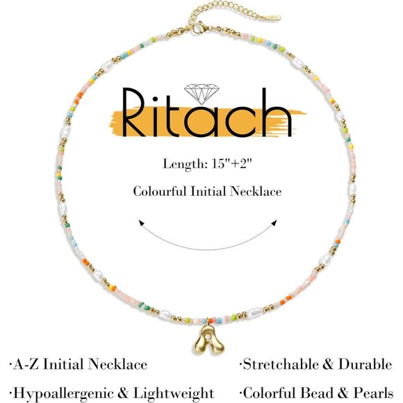 Beautiful Initial Necklace for Girls - Colorful Pearl & Gold Pendant Design - Picture 5 of 7